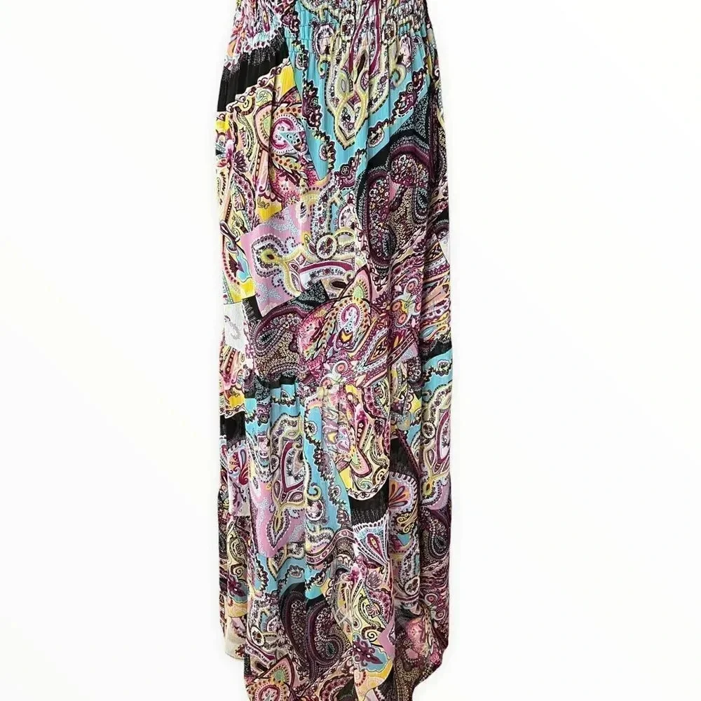STUDIO F | Multicolored | Halter Smocked Waist Printed Dress - Picture 10 of 13